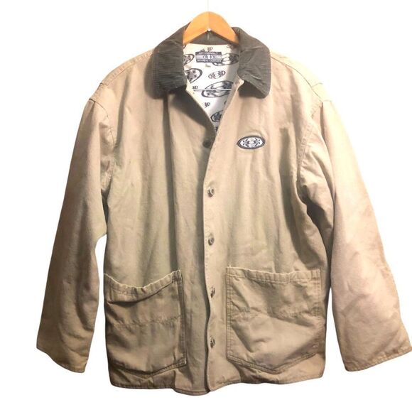 Spyder Spyderbilt Boards Clothes Men’s Medium Brown Canvas Button Up Jacket - Picture 1 of 8